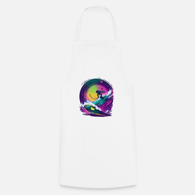 Galactic Vinyl Record Surfer - Cooking Apron - white