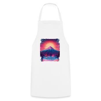 Mont Fuji Sight Esthétique Japon Volcan Vaporwave - Tablier de cuisine - blanc - Devant - AI Model Male 185 dark (185cm)