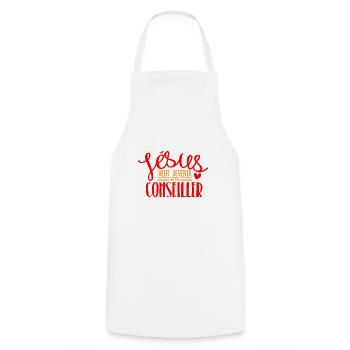 Jésus veut devenir - Tablier de cuisine - blanc - Devant - AI Model Male 185 dark (185cm)