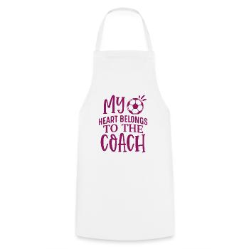 My heart belongs to the coach, Fußball Liebe Herz - Cooking Apron - white - Front - AI Model Male 185 dark (185cm)