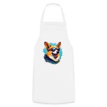 Bunter Corgi mit Sonnenbrille Hundeliebhaber - Kochschürze - Weiß - Vorne - AI Model Male 185 dark (185cm)
