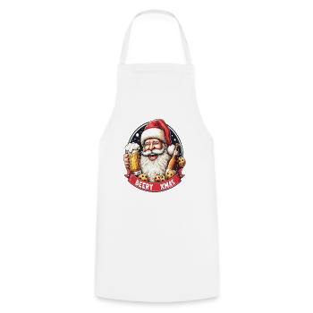 Weihnachtsmann mit Bier und Keksen, bierige Weihnachten - Kochschürze - Weiß - Vorne - AI Model Male 185 dark (185cm)
