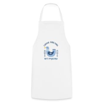 Chase Dreams not Pigeons - Cooking Apron - white - Front - AI Model Male 185 dark (185cm)