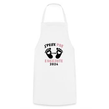 J PEUX PAS JE SUIS ENCEINTE 2024 - Tablier de cuisine - blanc - Devant - AI Model Male 185 dark (185cm)