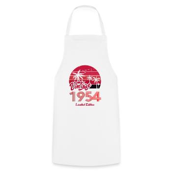 Vintage Year 1954 Limited Edition Red - Cooking Apron - white - Front - AI Model Male 185 dark (185cm)
