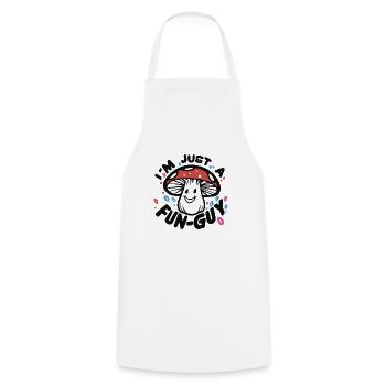 MUSHROOM. I'M JUST A FUN-GUY - Cooking Apron - white - Front - AI Model Male 185 dark (185cm)