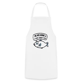 POISSON. JE PORTE UN T-SHIRT SUR LE THÈME DU POISSON - Tablier de cuisine - blanc - Devant - AI Model Male 185 dark (185cm)