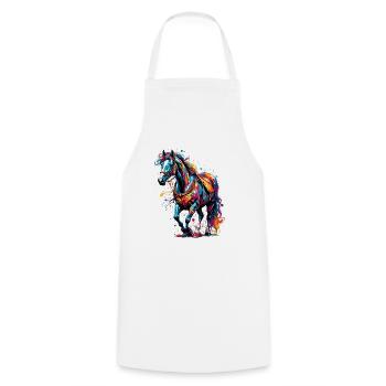 Clown Animal / Cirque / Drôle / Coloré / Spectacle / Cheval - Tablier de cuisine - blanc - Devant - AI Model Male 185 dark (185cm)