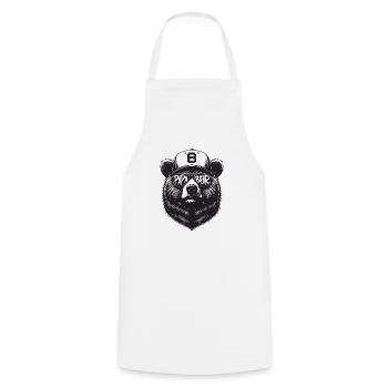 Papa Ours - Cadeau Papa Père Ours pour la fête des Pères - Tablier de cuisine - blanc - Devant - AI Model Male 185 dark (185cm)