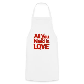 ALL YOU NEED IS LOVE - Cooking Apron - white - Front - AI Model Male 185 dark (185cm)