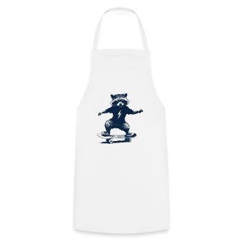 Skating Raccoon - Cooking Apron - white - Front - AI Model Male 185 dark (185cm)