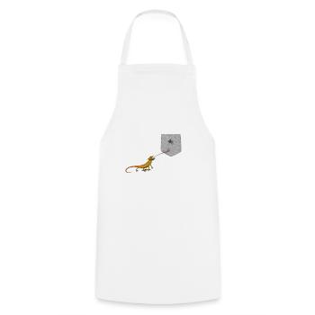 Lizard Tongue Reaching For Fly In Fake Pocket Fun - Cooking Apron - white - Front - AI Model Male 185 dark (185cm)