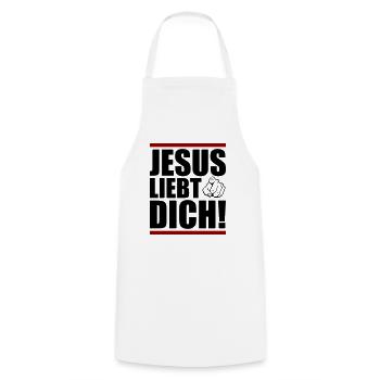 jesus liebt dich - Kochschürze - Weiß - Vorne - AI Model Male 185 dark (185cm)