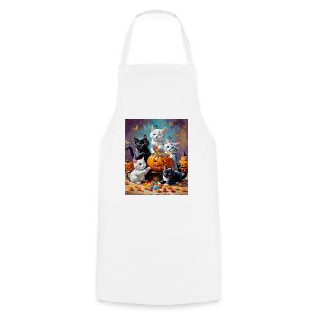 Bol de bonbons pour chaton et citrouille d’Halloween - Tablier de cuisine - blanc - Devant - AI Model Male 185 dark (185cm)