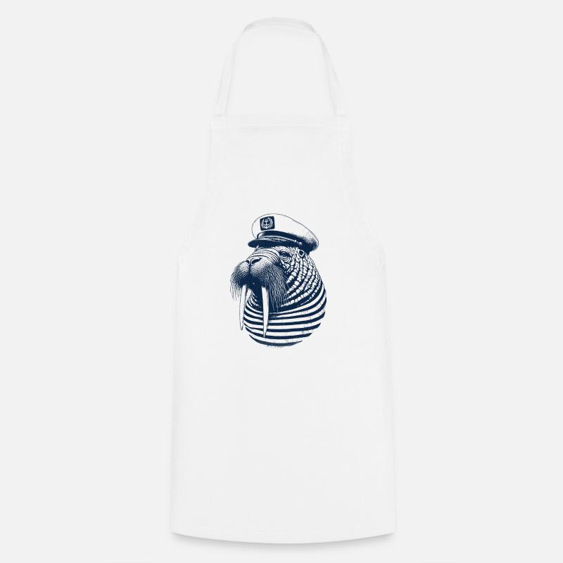 Walrus Captain - Cooking Apron - white