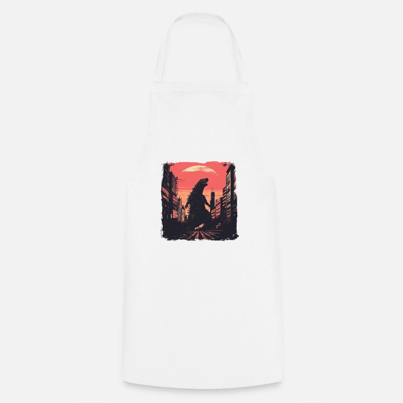 Kaiju Monster Design Sunset Gift Idea - Cooking Apron - white