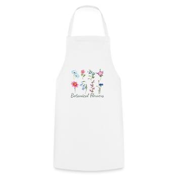 Watercolor Botanical Flowers Illustration Watercolor - Cooking Apron - white - Front - AI Model Male 185 dark (185cm)