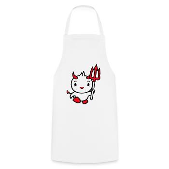 oiseau diable cornes satan trident enfer mal cool - Tablier de cuisine - blanc - Devant - AI Model Male 185 dark (185cm)