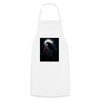 Raven Rose Moon Gloomy Gothic Black Crow - Cooking Apron - white - Front - AI Model Male 185 dark (185cm)