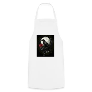 Raven Rose Moon Gloomy Gothic Black Crow - Cooking Apron - white - Front - AI Model Male 185 dark (185cm)