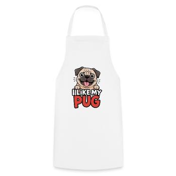 I like my Pug Dog Love - Cooking Apron - white - Front - AI Model Male 185 dark (185cm)