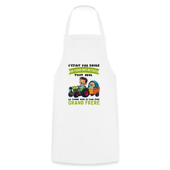 Grand Frère Annonce Grossesse Cadeau Naissance - Tablier de cuisine - blanc - Devant - AI Model Male 185 dark (185cm)