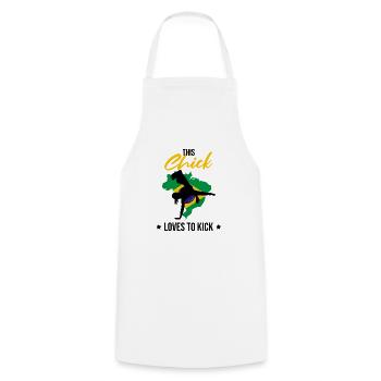 Instruments de capoeira pour la danse brésilienne - Tablier de cuisine - blanc - Devant - AI Model Male 185 dark (185cm)