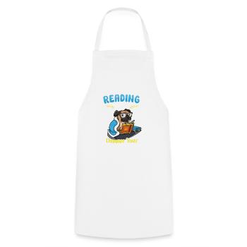 Book Reader Reading Literature Bookworm Gift Idea - Cooking Apron - white - Front - AI Model Male 185 dark (185cm)