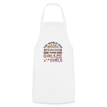 Des problèmes plus importants que les filles, embrasser les filles - Tablier de cuisine - blanc - Devant - AI Model Male 185 dark (185cm)