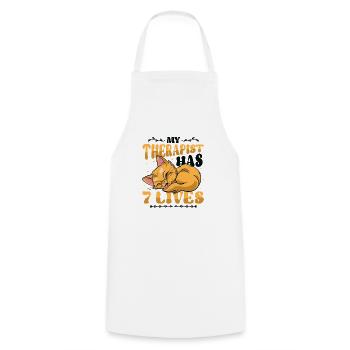 Mon thérapeute a 7 vies, amoureux des chats - Tablier de cuisine - blanc - Devant - AI Model Male 185 dark (185cm)