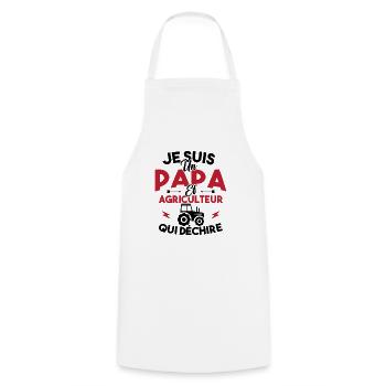 Papa et agriculteur - Tablier de cuisine - blanc - Devant - AI Model Male 185 dark (185cm)