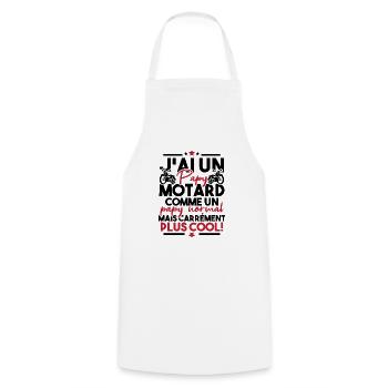 J ai un papy motard comme un papy normal - Tablier de cuisine - blanc - Devant - AI Model Male 185 dark (185cm)