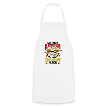 Without electricians, the world would be a darker one. - Cooking Apron - white - Front - AI Model Male 185 dark (185cm)