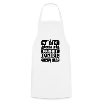 et dieu créa le tonton parfait - cadeau humour - Tablier de cuisine - blanc - Devant - AI Model Male 185 dark (185cm)
