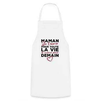 Maman je t'aime pour toute la vie - Tablier de cuisine - blanc - Devant - AI Model Male 185 dark (185cm)