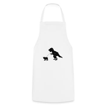 T-Rex and French Buldog go for a walk - Cooking Apron - white - Front - AI Model Male 185 dark (185cm)