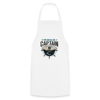 You can call me captain, boatman - Cooking Apron - white - Front - AI Model Male 185 dark (185cm)