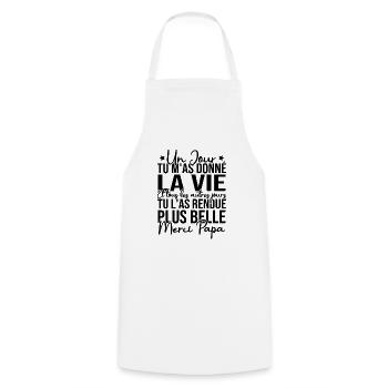 Un jour tu m'as donné la vie, Merci papa - Tablier de cuisine - blanc - Devant - AI Model Male 185 dark (185cm)