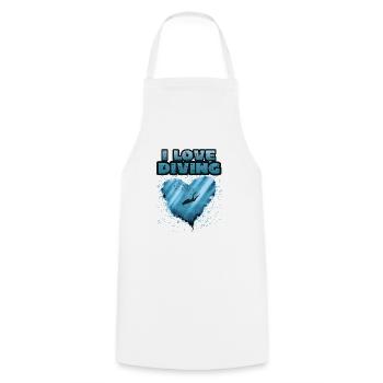 I love diving, scuba diving - Cooking Apron - white - Front - AI Model Male 185 dark (185cm)