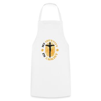 My Identity In Christ, Christianity - Cooking Apron - white - Front - AI Model Male 185 dark (185cm)