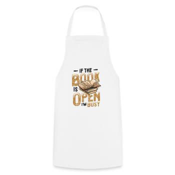 When the book is open, I'm reading - Cooking Apron - white - Front - AI Model Male 185 dark (185cm)