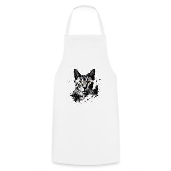 Bengal cat in black and white abstract art - Cooking Apron - white - Front - AI Model Male 185 dark (185cm)