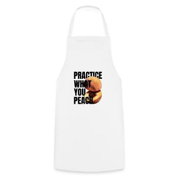 Practice what you peach - Lustiger Spruch Pfirsich - Kochschürze - Weiß - Vorne - AI Model Male 185 dark (185cm)