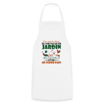 J'aime mon jardin et un super papi - Tablier de cuisine - blanc - Devant - AI Model Male 185 dark (185cm)