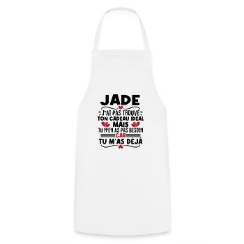 Jade j'ai pas trouvé ton cadeau idéal... - Tablier de cuisine - blanc - Devant - AI Model Male 185 dark (185cm)