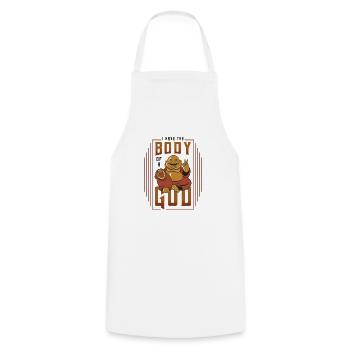 Ich Habe Den Körper Eines Gottes, Lustiger Buddha - Kochschürze - Weiß - Vorne - AI Model Male 185 dark (185cm)