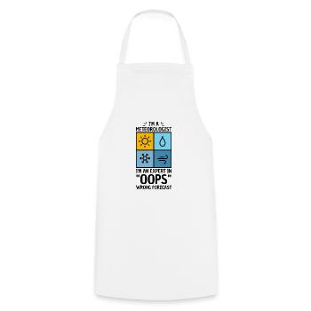 Meteorology pun for meteorologist - Cooking Apron - white - Front - AI Model Male 185 dark (185cm)