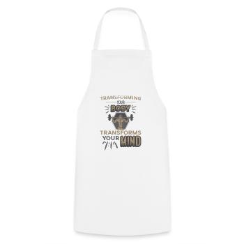 La transformation de votre corps façonne votre - Tablier de cuisine - blanc - Devant - AI Model Male 185 dark (185cm)
