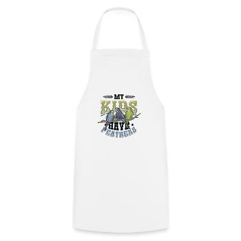 My children have feathers, budgie, bird - Cooking Apron - white - Front - AI Model Male 185 dark (185cm)