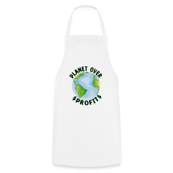 La planète avant le profit - militant écologiste pour le changement climatique - Tablier de cuisine - blanc - Devant - AI Model Male 185 dark (185cm)